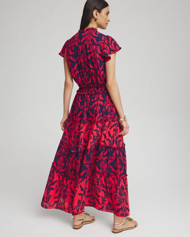 Scrolls Smock Waist Tiered Maxi Dress - image 3